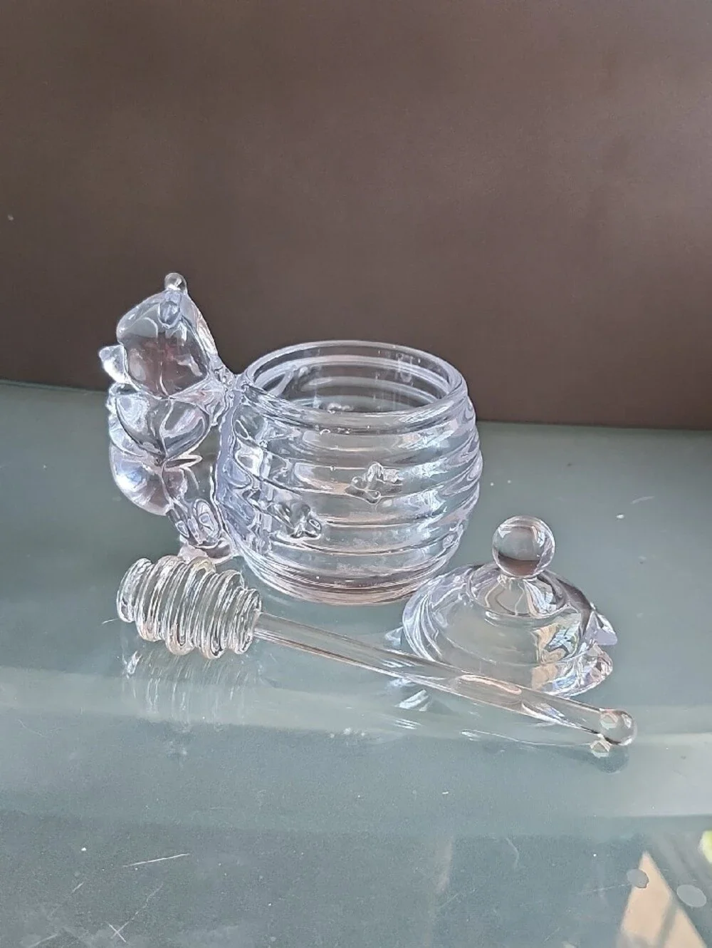 Winnie The Pooh Glass Honey Jar with Glass Honey Dipper -